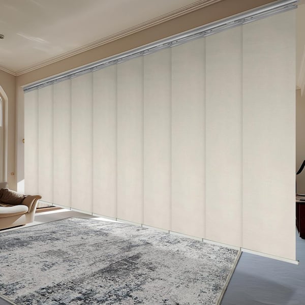 EMOH Pearlescent 120 in. - 218 in. W x 116 in. L Adjustable 10-Panel in Satin Nickel Double Rail Panel Track 23.5 in. Slates