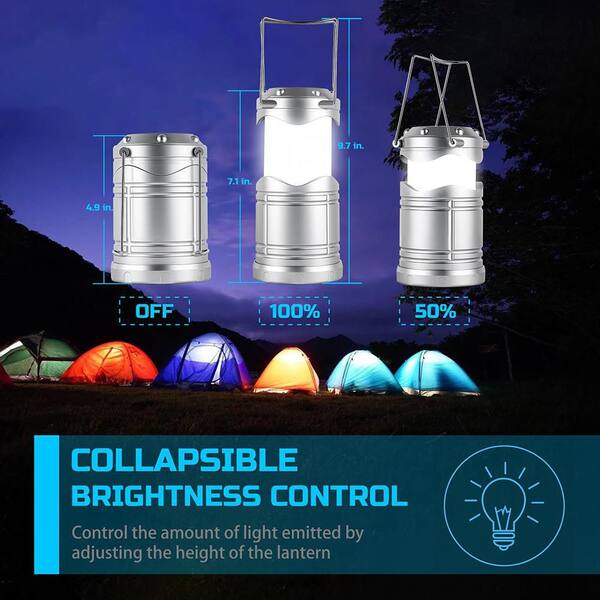 Silver Battery Powered Portable Collapsible Hanging Night Light