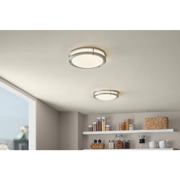 Flaxmere 12 in. Modern Brushed Nickel Selectable 3 CCT Integrated LED Flush Mount for Kitchens or Bedrooms (2-Pack)