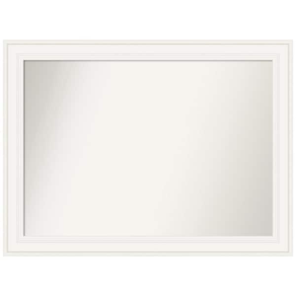 Amanti Art Ridge White 43.5 in. x 32.5 in. Non-Beveled Modern Rectangle Framed Wall Mirror in White