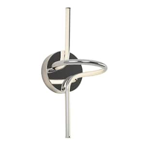 Swirl Mini 8.9 in. 1-Light Chrome Modern Dimmable Integrated LED 3 CCT Wall Sconce for Bathroom