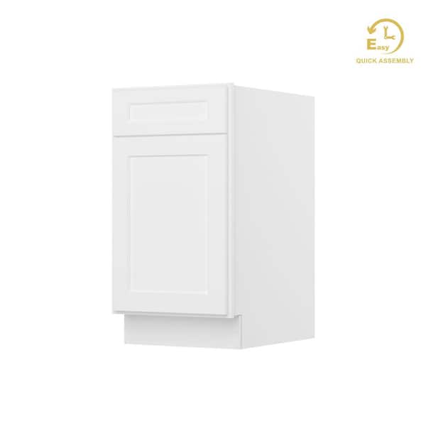 HOMLUX Easy-DIY 18 in. W x 24 in. D x 34.5 in. H Ready to Assemble Drawer Base Kitchen Cabinet in Shaker White with 1-Door