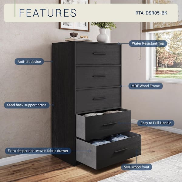 mainstays classic 5 drawer dresser black oak finish Mainstays Classic 5 Drawer Dresser, Black Oak - Dressers & Chests of Drawers - New York, New York | Facebook Marketplace