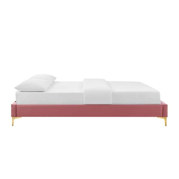 Sutton Dusty Rose Pink King Performance Velvet Platform Bed Frame