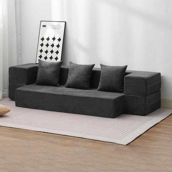 Folding Sofa Bed, Composite Outdoor Couch with Cushion Guard Gray Cushions Foldable Couch Bed Washable Cover