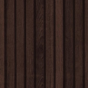 2 Rolls Wood Slat Grain Peel and Stick Removable Vinyl Wallpaper Roll in Reddish Brown Color(Covers 25.48 sq.ft.)