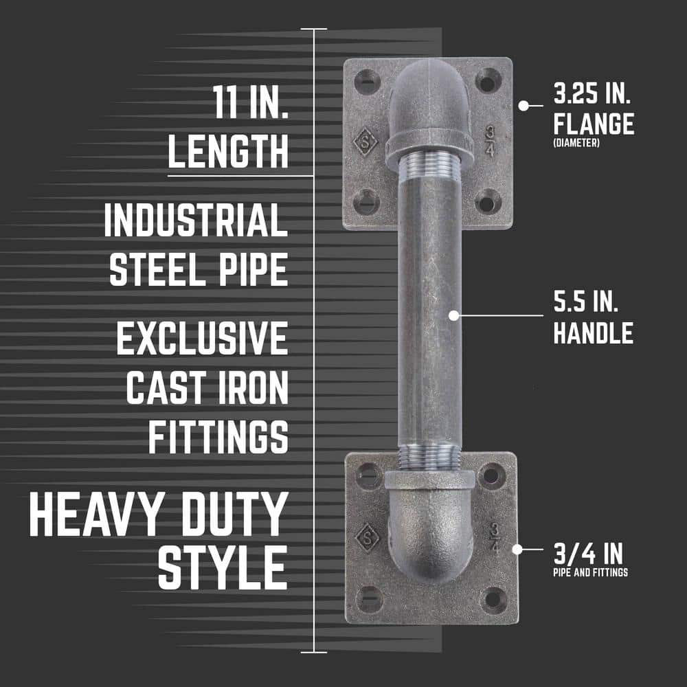 Heavy Duty Black Iron Industrial Barn Door Handle 11"