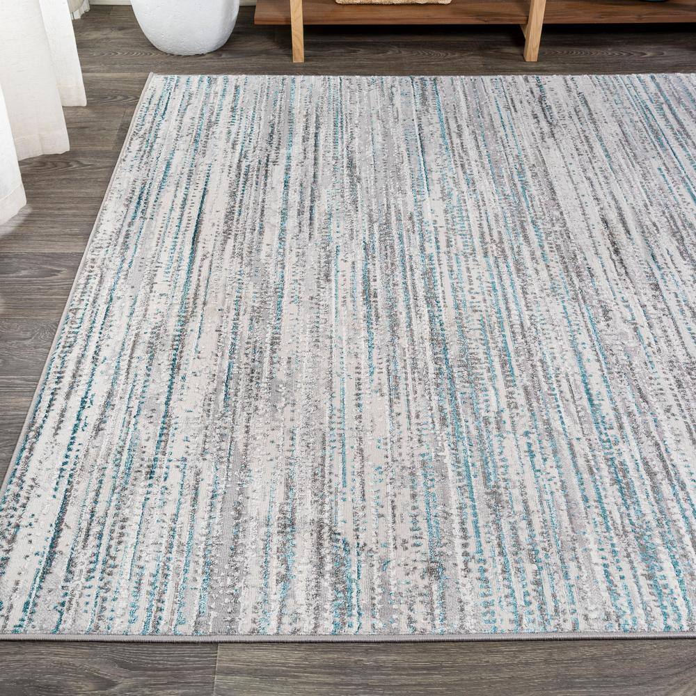 Reversible Gray Stripe Synthetic 8' x 10' Easy-Care Area Rug