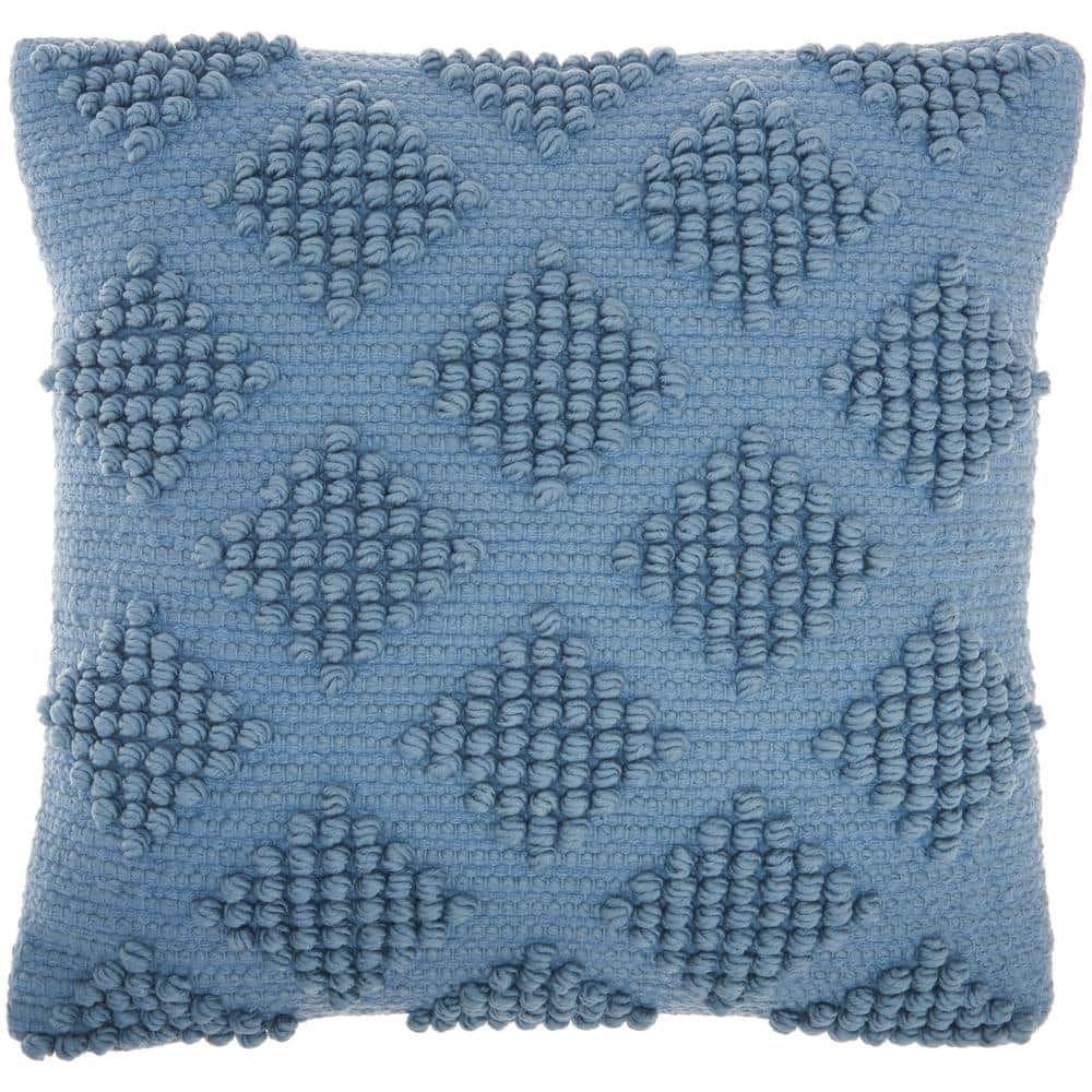 Ocean Blue Woven Diamonds 18" Square Throw Pillow