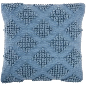 Lifestyles Ocean Blue Textured 18 in. x 18 in. Throw Pillow