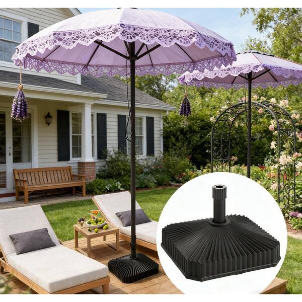 black patio umbrella base Easy Assembly Square Patio Umbrella Base in Black, 42 lb Fillable Capcity Outdoor  Umbrella Base 26-DJ-863