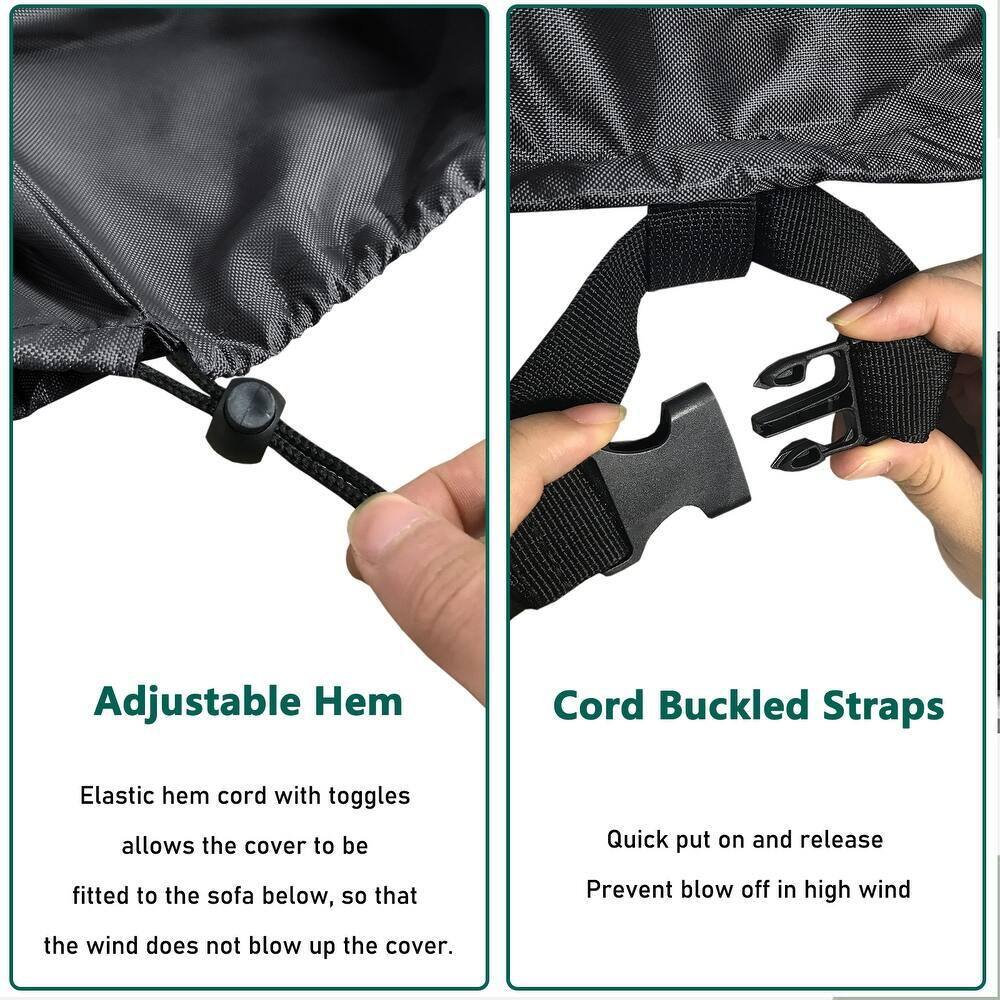 Black Heavy-Duty Waterproof Outdoor Furniture Cover, 110" x 84" x 28"