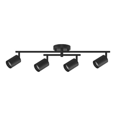 2.2 ft. 4-Light Matte Black Hard Wired Flexible Track Lighting Kit with Center Swivel Bar and Pinhole Head Shades