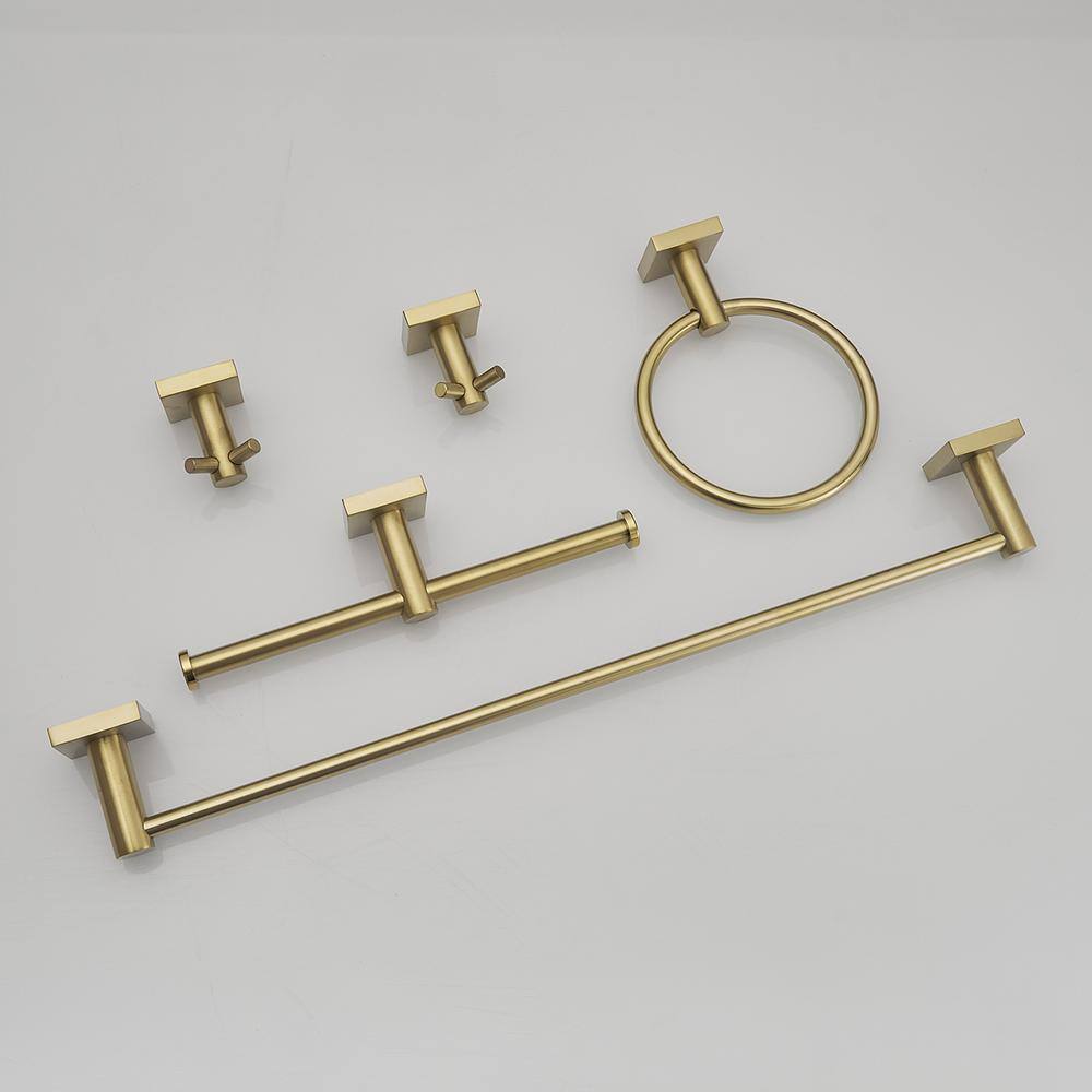 Brushed Gold 5-Piece Stainless Steel Bathroom Hardware Set