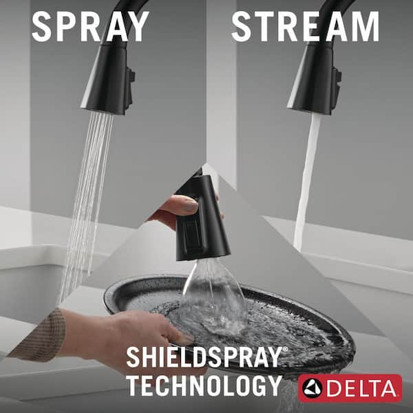 Delta Lenta Touch/Touchless Matte Black 16.75 in. H Pull Down
