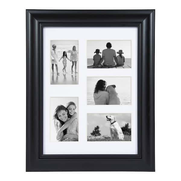 DesignOvation Dalat 12 in. x 16 in. Matted to (5) 4 in. x 6 in. Black Picture Frame