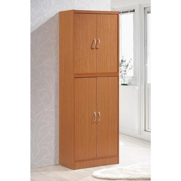 Hodedah Hi224 Cherry 4 Door Pantry Cabinet for sale online 