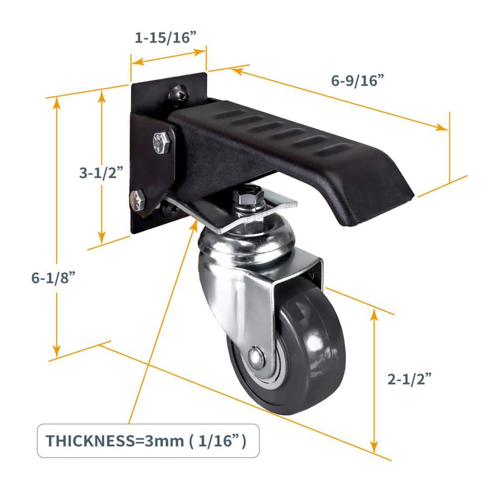 Heavy-Duty Black Steel and Polyurethane Swivel Workbench Casters, Set of 4