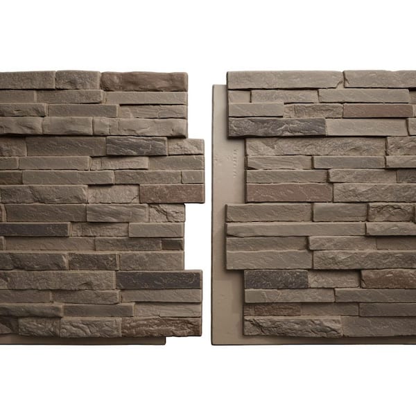 EverStone Eldorado Faux Stone Panel, 48"W x 25"H x 1"D, Smokey Stone Color