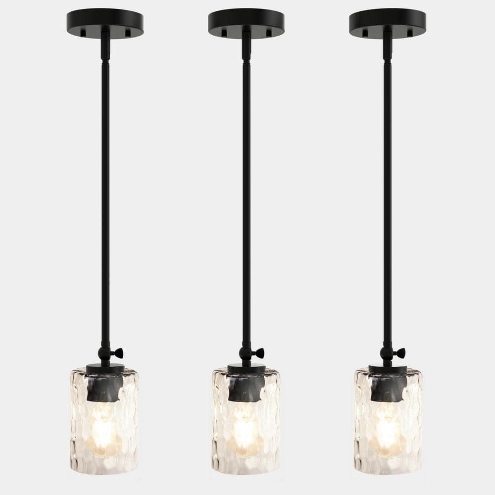 5 in. 1-Light Black Mini Kitchen Island Pendant Light with Glass Shade for Dining Room Bedroom（3-Pack） price history on PriceWatchPro