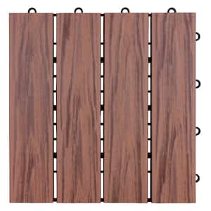 1 ft. x 1 ft. Composite Floor and Decking Tile in Brown (12-Pack)