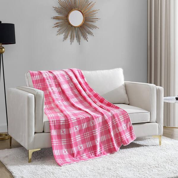 JUICY COUTURE Juicy Plaid Pink 50 in. 70 in. Plush Throw Blanket ...