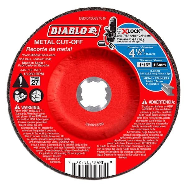 DIABLO 4-1/2 in. Type 27 Metal Cut-Off Disc for X-Lock and All Grinders (Buy 3 Get 2 Free) (5-Pack)