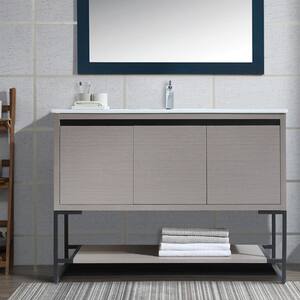 47.62 in. W x 35.04 in. H Free-Standing Bath Vanity in Gray with Vanity Top in White with White Basin