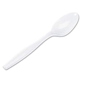 White Plastic Cutlery Heavyweight Teaspoons (1000 per Carton)