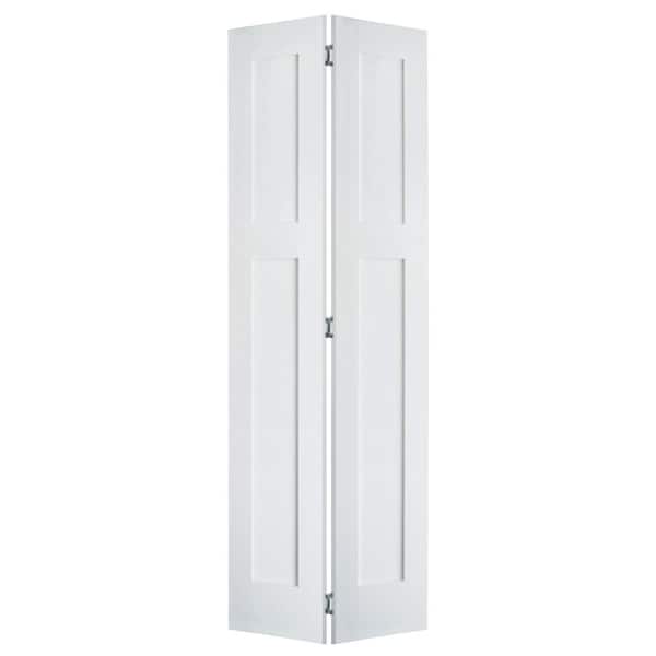 Krosswood Doors 24 in. x 80 in. Craftsman Shaker 2-Panel Solid Core Primed MDF Wood Interior Bifold Door with Hardware