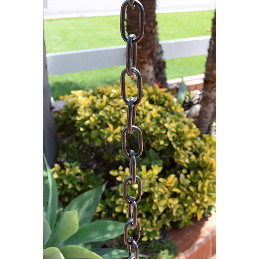 8.5-Foot Black Aluminum Traditional Link Rain Chain