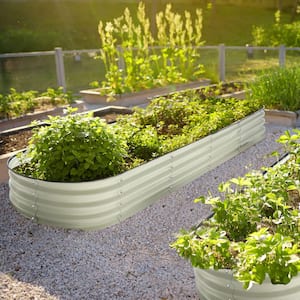 8 ft. x 2 ft. x 1 ft. Galvanized Steel Raised Garden Bed Planter Box Outdoor, Light Green