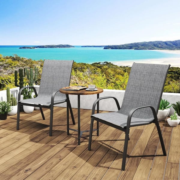INNUMIA Stackable Gray Outdoor Stackable Dining Chair Set of