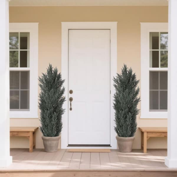 59 in. Detachable Artificial Green Cypress Tree, 4.9 ft. Realistic Accents Tree for Indoor and Outdoor Decor 2-Piece/Set