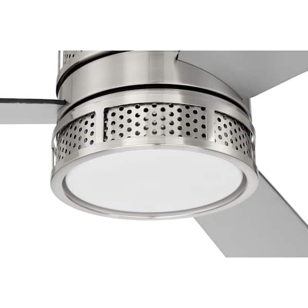 Morrison 52 in. Indoor Dual Mount Brushed Polished Nickel Ceiling Fan, Smart Wi-Fi Enabled Remote & Integrated LED Light