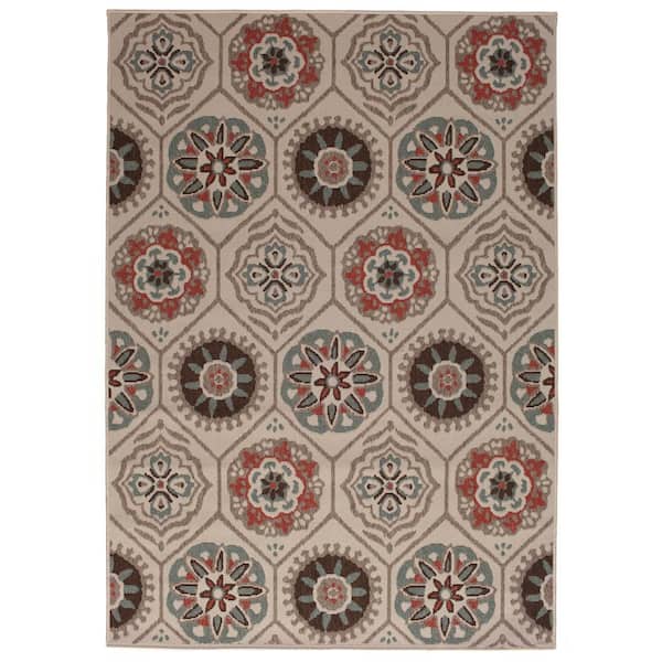 Hampton Bay Medallion Multi 5 ft. x 7 ft. Indoor/Outdoor Area Rug