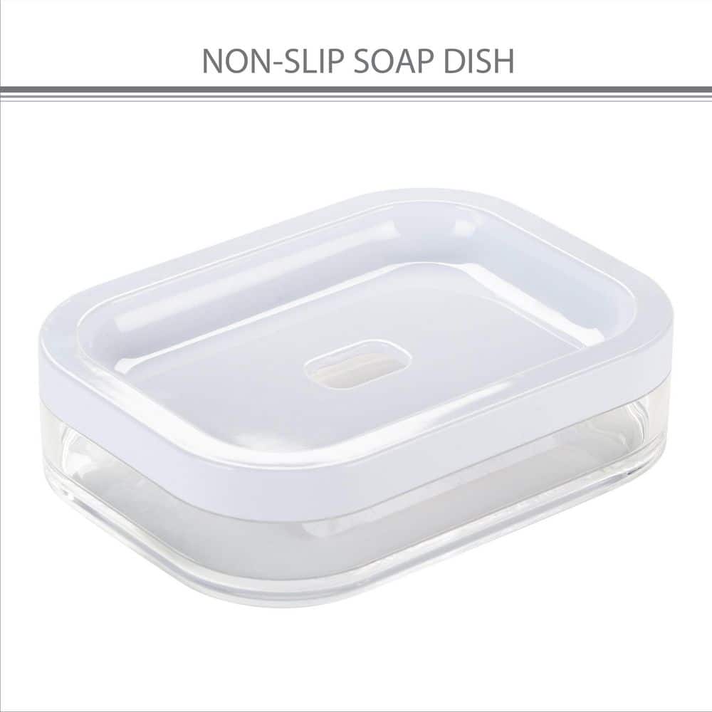 White Brushed Plastic 6-Piece Modern Bathroom Accessory Set