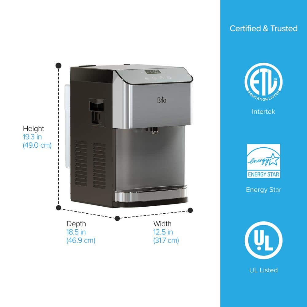 Brio Stainless Steel Compact Countertop Tri-Temperature Water Cooler