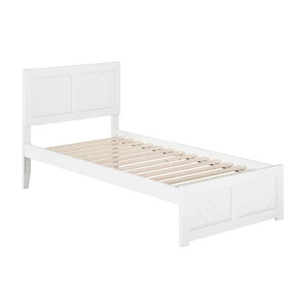 Canyon White Solid Wood Twin XL Platform Bed Frame with Matching Footboard