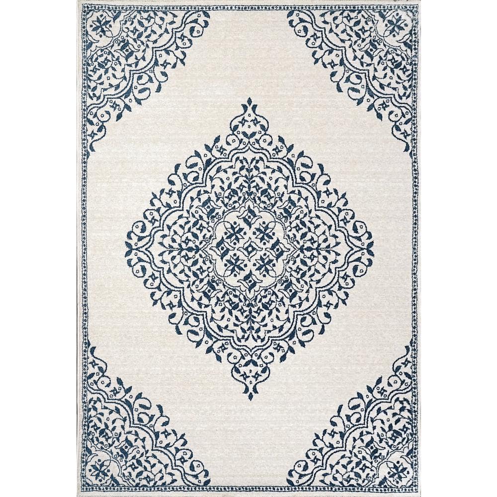 Dynamic Rugs With Blue Dynamic Rugs Hera 9 ft. X 11 ft. 5 in. Ivory/Blue Oriental Indoor Area ...