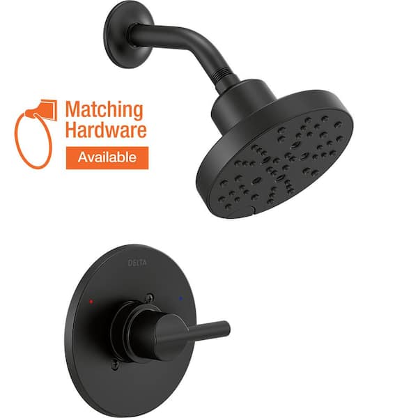Delta Nicoli H2OKinetic Technology Rough-in Valve Included Single-Handle 5-Spray Shower Faucet 1.75 GPM in Matte Black