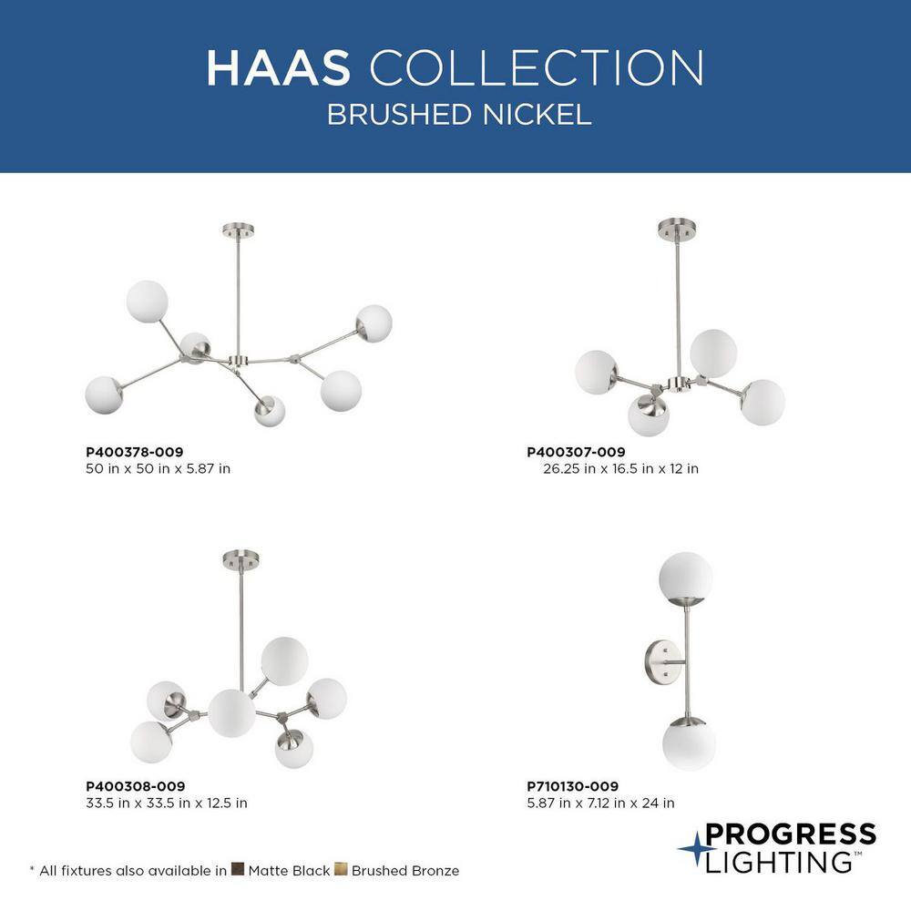Haas Brushed Nickel 24" Modern Wall Sconce with Opal Glass Globes