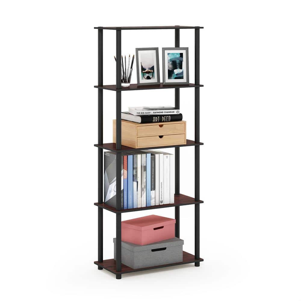Laminated Black & Light Cherry 5-Tier Round Tube Shelf