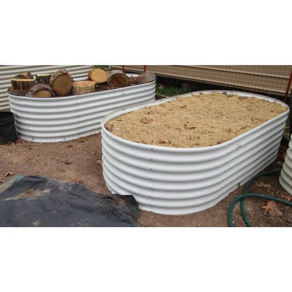 Cesicia 6x3x2 ft. White Oval Metal Raised Garden Bed, Sleek and Reliable