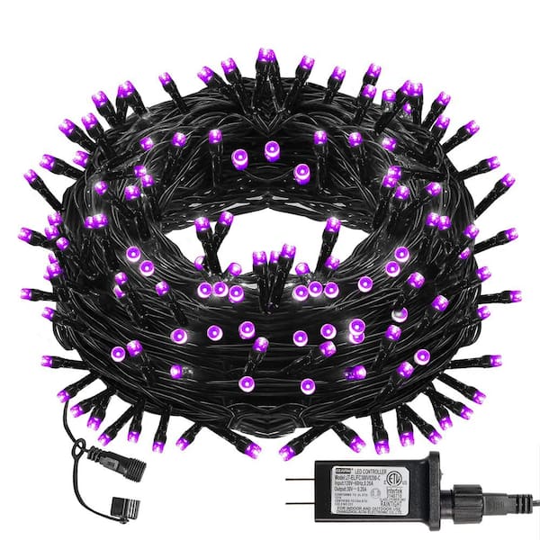 Angel Sar 100 ft. Halloween 300 LED String Lights with 8 Lighting Modes for Yard and Garden, Purple