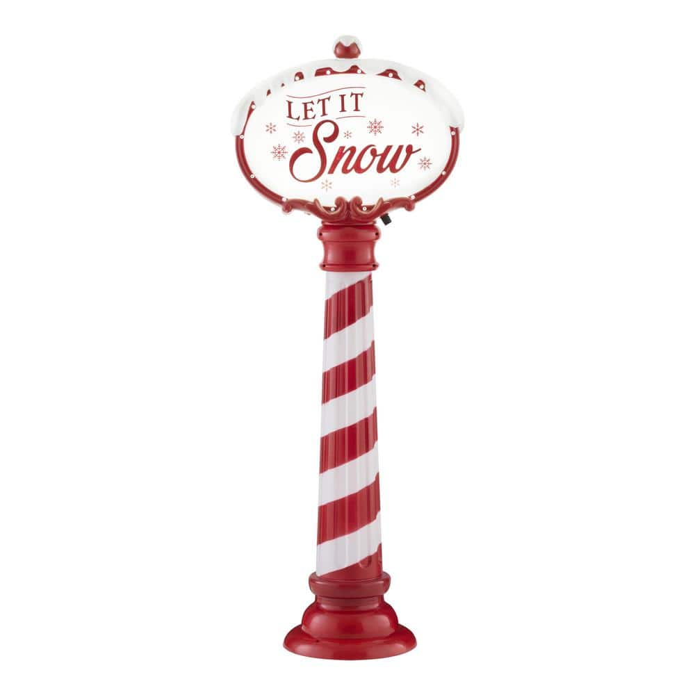 Home Accents Holiday 3.5 ft LED Red and White Christmas Sign with Timer