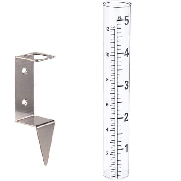 Rain Gauge with 2 in 1 Stainless Steel Rack Holder