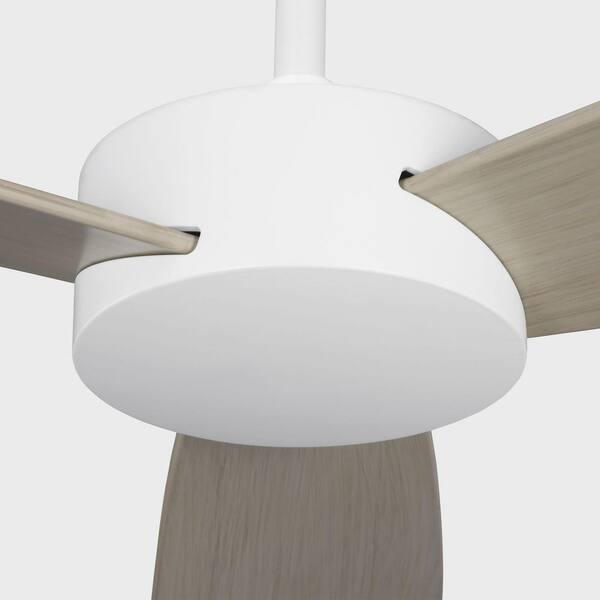 Generation Lighting - Fan Paddle Smart 52 in. Matte White Downrod Mount Standard Ceiling Fan with Remote and White Cerused Oak Blades