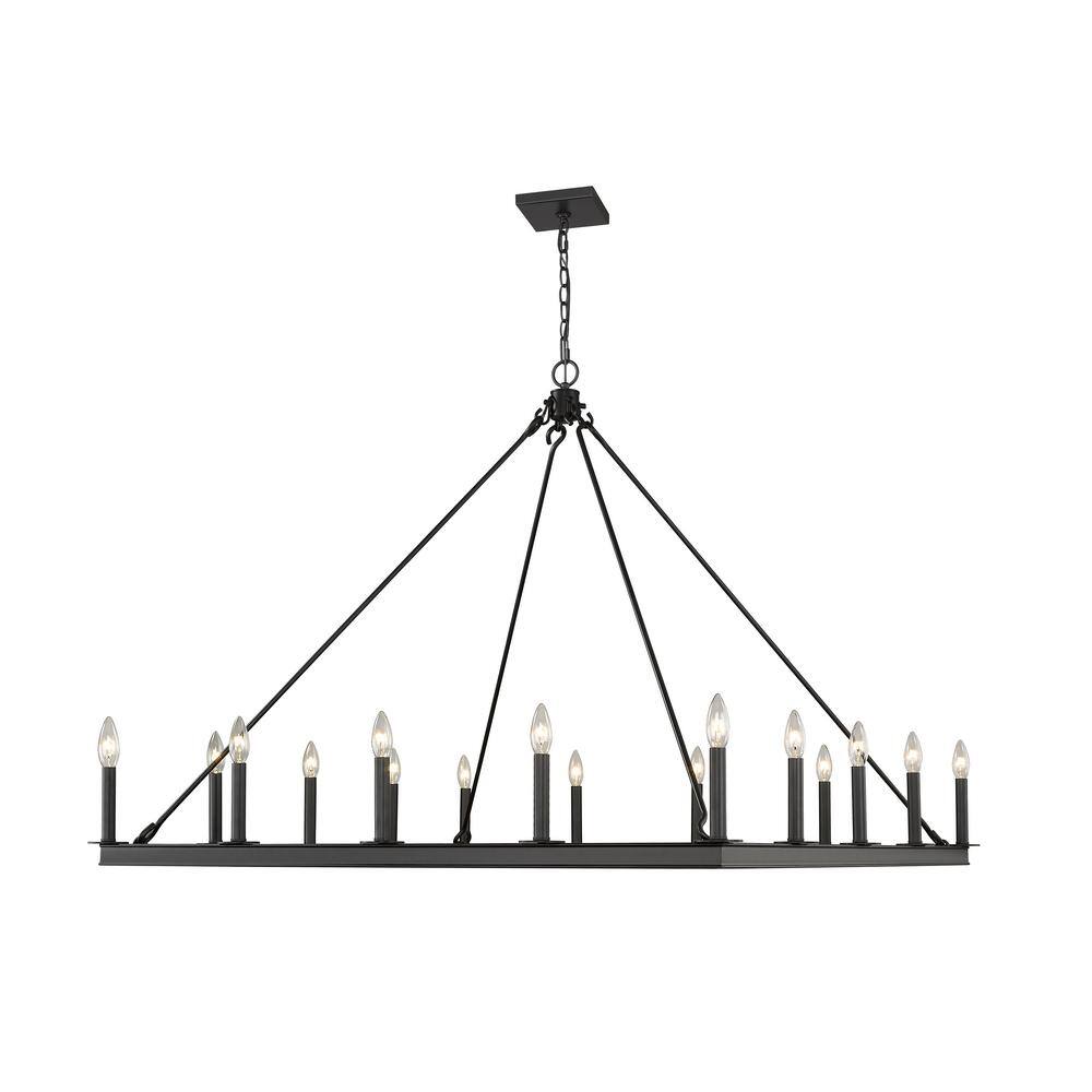 Barclay Square Matte Black 16-Light Candle-Inspired Chandelier