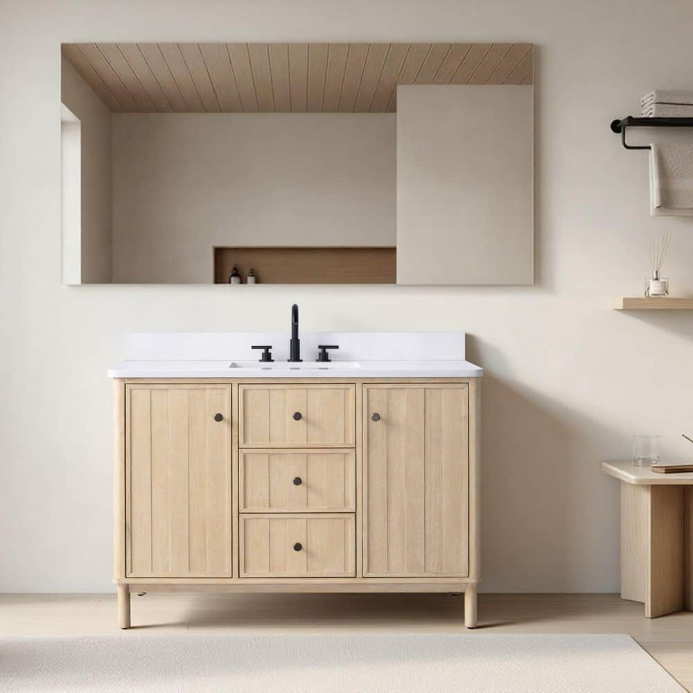48 in. W x 22 in. D x 38 in. H Single Sink Freestanding Bathroom Vanity with Engineered Stone Top price history on PriceWatchPro